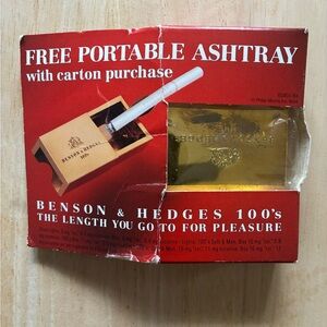 Vintage Benson & Hedges 100's Tobacco Metal Cigaratte Case Ashtray